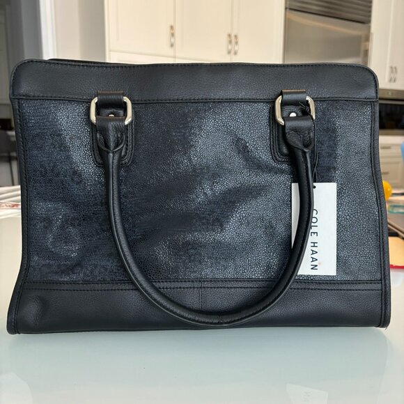 BNWT Cole Haan Black Leather Carrington Satchel - Picture 2 of 8